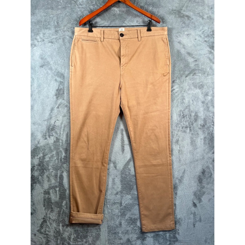 Hiroshi Kato Axe Chino Pants Mens 38x31 Khaki Slim Fit Stretch 5 Pockets USA